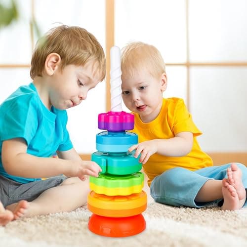 BYFWH Spinning Stacking Toys for Babies 12+ Month Ring Stacker Stacking for Toddlers 1-3 Montessori Toys,Educational Learning Sensory Toy for Kids Easter Christmas Birthday Present for Baby thumbnail 4