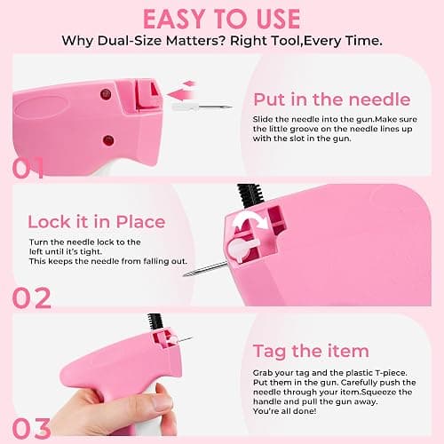 Stitch Gun for Clothes - Handheld Stitch Gun Quick Clothing Fixer - Tagging Gun - Includes 6 Needle, 1000 Black Fasteners & 1002 White Fasteners thumbnail 4