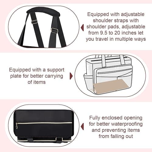 Teacher Tote Bag, Large Teacher 15.6-inch Laptop Bag with Foldable Document Pocket, Nurse Bag with Insulated Pocket thumbnail 3