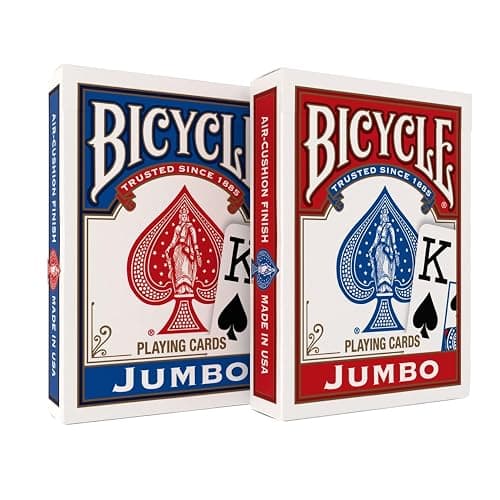Bicycle Jumbo Index Playing Cards , 2 Pack Large Print Poker Size Deck of Cards for Easy Reading, Family Card Games, and Casino Play - Image 1