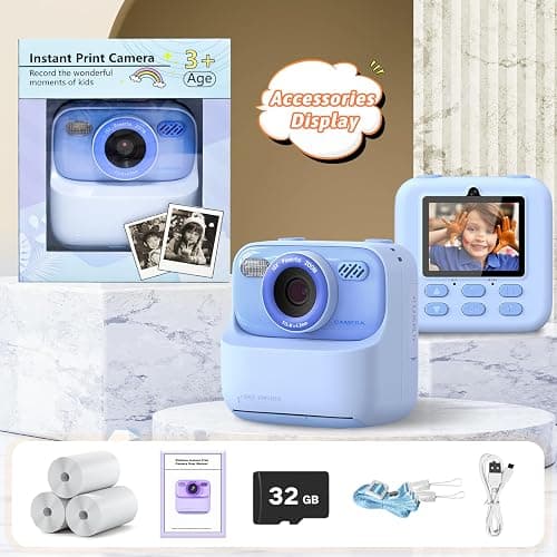 Kids Instant Digital Cameras for Boys and Girls, 1080P HD Dual-Lens Selfie Digital Camera with Print Paper & 32G Card, Christmas Birthday Gifts Toys for Toddler and Teenagers Age 3-16 Years Old thumbnail 8