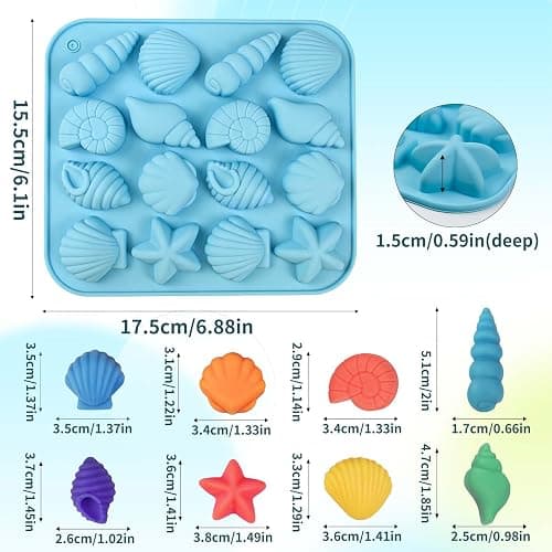 2pcs Seashell Silicone Molds, Ocean Themed Silicone Chocolate Molds, Non-Stick Shell, Starfish, Conch Candy Molds, Reusable for Cake Decoration, Party Treats, DIY Handmade Chocolate Candy and Snacks thumbnail 3