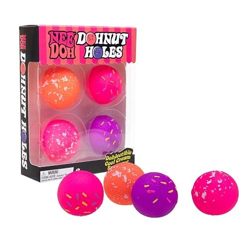 Schylling NeeDoh Dohnut Hole Needoh 4 Pack - Sensory Squeeze Toy - 1.5" in Diameter - Colors May Vary - Image 1