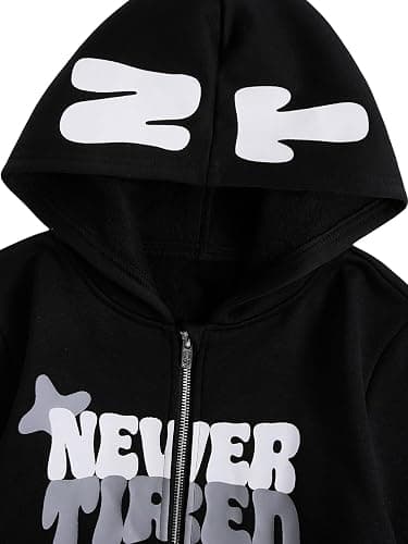 SOLY HUX Boy's Zip Up Hoodies Y2k Letter Graphic Sweatshirt | Long Sleeve, Streetwear Jacket thumbnail 3