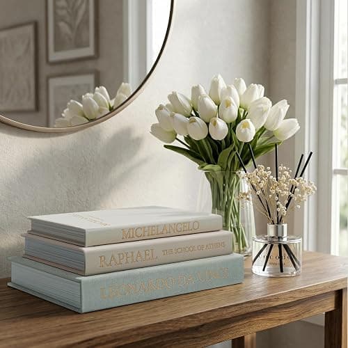 Fveuc Linen Faux Book Box Set of 3, Decorative Books for Shelves, Fake Books for Decoration with Secret Compartment, Modern Aesthetic Table Decor, Linen Covered Hollow Book Box (Greyish-Beige-White) thumbnail 4