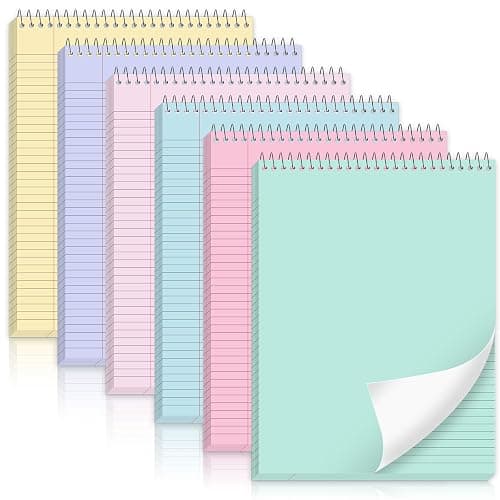 gisgfim 6 Pcs Pastel Top Bound Spiral Notebooks 8.5" x 11" College Ruled Aesthetic Legal Pad Top Spiral Steno Pads Colored Paper Assorted Covers Spiral Notebook for Writing School Office Supplies - Image 1