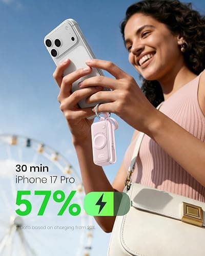 INIU 3-in-1 Portable Charger, 5000mAh Power Bank with Watch Charger & Built-in Cable, Compact 20W Fast Charging Battery Pack, Key Chain & Travel Essential for iPhone 16 15, Apple Watch, AirPods, etc thumbnail 4