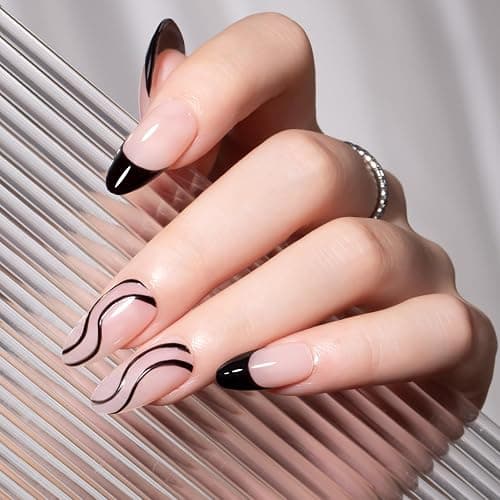MAYCHAO Gel Liner Nail Art Polish Black and White 2pcs Set 8ml Build in Thin Brush for Swirl/Euphoria French Tips Manicure Painting DIY at Home thumbnail 3