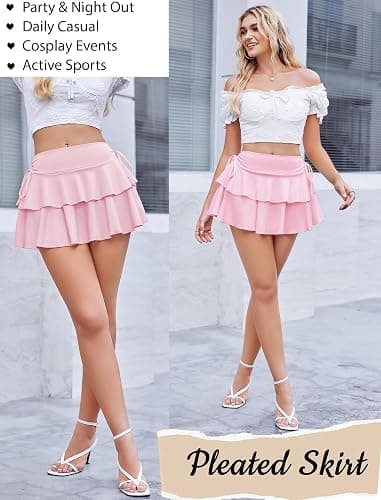 Avidlove Mini Skirts for Women Casual Micro Y2K Pleated Skirt Layered Ruffle Short Skirts Cheer Skirt Cosplay Outfits S-XXL thumbnail 5