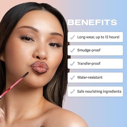 Sacheu Lip Liner Stay-N - Peel Off Lip Stain. Long Lasting Matte Lip Tattoo, Transfer Proof Lipstain Infused with Hyaluronic Acid & Vitamin E, for All Skin Types. Vegan and Cruelty-Free, p-INKED - 0.12 Fl Oz (Pack of 1) - p-INKED thumbnail 7
