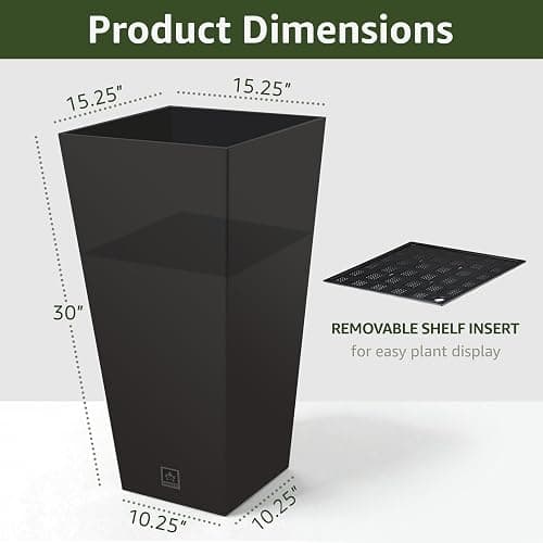 Maple99 Outdoor Planter 30 Inch – Large Tall Planters for Outdoor and Indoor Plants, Modern Tapered Design, Weather Resistant with Drainage Holes and Removable Insert Tray thumbnail 4
