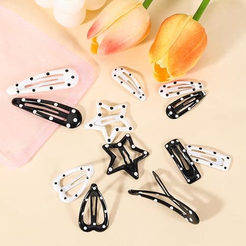 20PCS Star Hair Clips Y2k Hair Accessories for Women Black White Polka Dot Cute Hair Pins for Girls Star Barrettes Non Slip Kawaii Snap Hair Clips Small for Styling Festival Accessories thumbnail 3