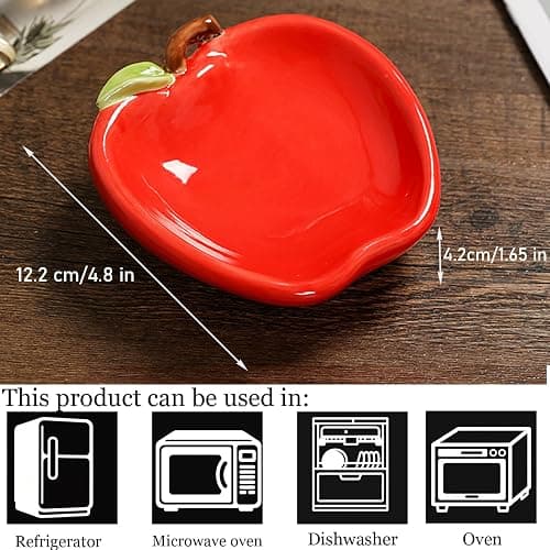 Yzikema Ceramic Jewelry Dish,Apple Shaped Trinket Storage Tray Coffee Table Room Apartment Bathroom Dresser Decor thumbnail 3