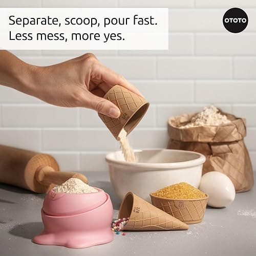 OTOTO Coney Ice Cream Measuring Cups Set – Detachable Plastic Measuring Cup Set for Baking & Cooking, Cute Measuring Cups for Liquid, Cute Baking Supplies, Kitchen Gadgets, Baking Gifts thumbnail 5