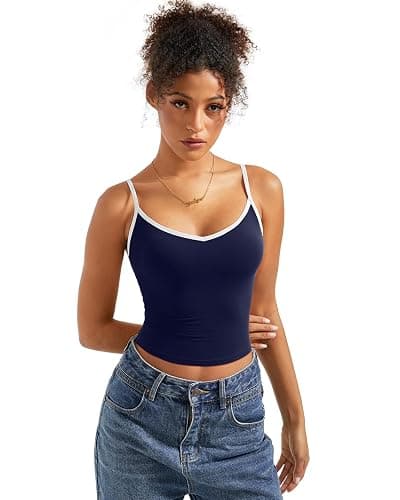 SUUKSESS Women Sexy V Neck Tank Tops Y2K Going Out Top Fitted Basic Cami Shirts thumbnail 5