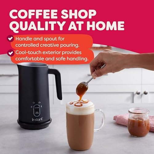 Instant Pot Milk Frother, 4-in-1 Electric Milk Steamer, 10oz/295ml Automatic Hot and Cold Foam Maker and Milk Warmer for Latte, Cappuccinos, Macchiato, From the Makers of Instant 500W, Black thumbnail 5