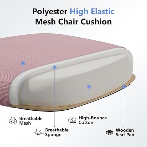SeekFancy Ergonomic Office Chair M903, Computer Desk Chair with Wheels, High Back Mesh Office Chair with Adjustable Lumbar Support, Headrest, Flip-Up Armrests, Pink thumbnail 8