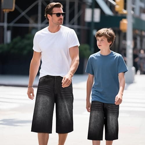 GINGTTO Mens Baggy Jean Shorts Loose Fit Long Denim Shorts Below Knee 15 Inch Inseam thumbnail 4