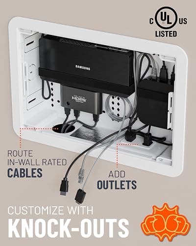 ECHOGEAR 9" in-Wall TV Media Box - Recessed TV Outlet & Network Enclosure - Works with Roku, Apple TV, Fire TV Stick, & Samsung One Connect Mini - WiFi Friendly Cable Management Kit thumbnail 6