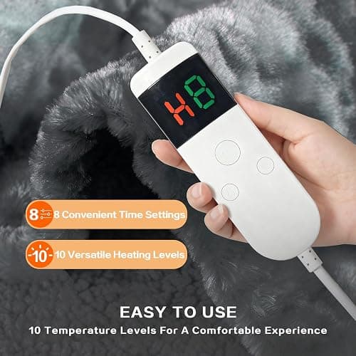 Cushious Electric Heated Blanket Throw 50''x60''Size Faux Fur Heating Blanket 10 Heating Settings, 1-8h Timer & Overheat Protection, Machine Washable, Soft Flannel and Sherpa Full Body Warmth thumbnail 3