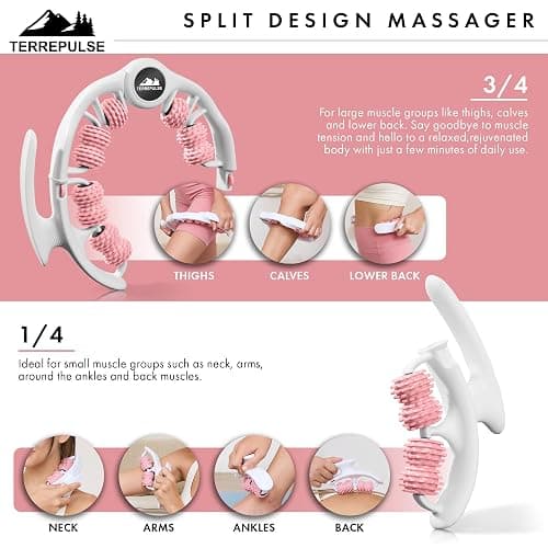 Terrepulse Anti Cellulite Roller & Lymphatic Drainage Massager | Deep Tissue Fascia Blaster & Muscle Roller | Tool for Sore Arms, Legs, Neck, Shoulders, Stomach & Buttocks (Pink) thumbnail 2