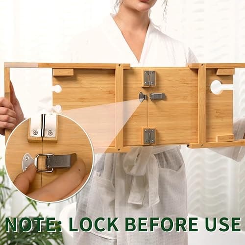 Utoplike Bamboo Bathtub Trays Caddy Bath Tray for Tub, Adjustable Bathroom Bathtub Organizer with Book Tablet Wine Cup Towel Holder, Bathroom Trays thumbnail 5