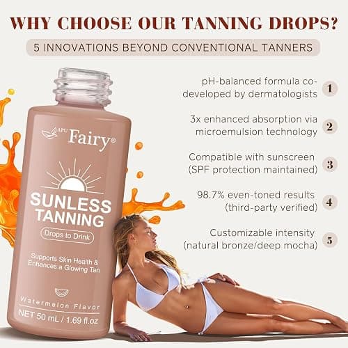 Tanning Drops to Drink - Sunless Tanning Drops To Drink - Bronze Tanning for Face and Body, Promotes Healthy Skin, Suitable for All Skin Types thumbnail 2
