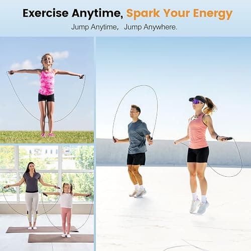 Jump Rope,Tangle-Free Rapid Speed Jump Rope with Ball Bearings for Men,Women and Kids,Adjustable Steel Skipping Rope with Ergonomic Foam Handles,A Ideal Equipment and Accessories for Workout,Fitness,Exercise,Home Gym,Slim Body thumbnail 6