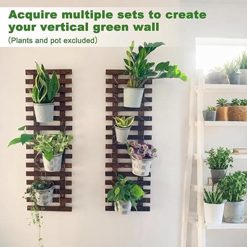 Mulctun 2 Pcs Wall Planters - 11.4"W x 35.43"H Wooden Wall Planters for Indoor Outdoor Plants,Hanging Wood Wall Trellis,Wall Mounted Plant Holder for Orchids,Succulent,Air Plants,Hanging Pots Display thumbnail 6