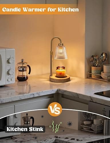 Wood Color& Clear Candle Warmer Lamp with Timer, Dimmable Candle Warmer for Jar Candles, Height Adjustable Wax Melts Warmer, Birthday Gifts for Women Mom, House Warming Gifts New Home Decor thumbnail 4