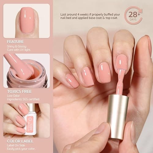 GAOY Nude Pink Gel Nail Polish Set, 6 Neutral Colors Beige Skin Tone Soak Off UV Light Cure Gel Polish Kit for Salon and Nail Art DIY at Home thumbnail 6