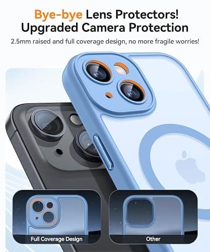CANSHN Magnetic for iPhone 13 Mini Case, Upgraded [Full Camera Protection] [Compatible with Magsafe] [Translucent Matte] Shockproof Protective Phone Case for iPhone 13 Mini 5.4" - Light Blue thumbnail 4