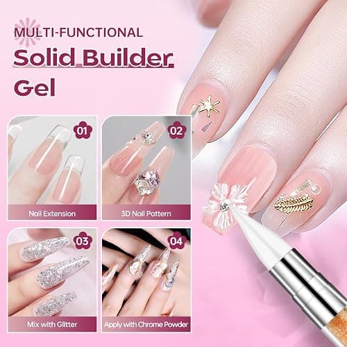 Solid Builder Gel for Nails 15g Clear Non-Sticky Molding Sculpting Gel | UV LED Soak Off 3D Nail Art Carving Building with Sculpture Pen Nail Art Tools Set thumbnail 2