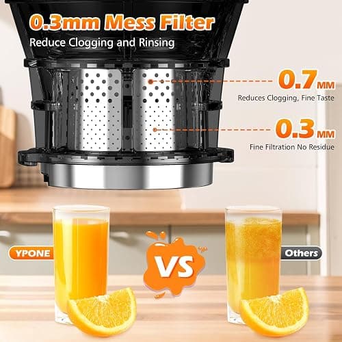 Juicer Machines with 5.8" Large Feed Chute, Cold Press Juicer for Whole Vegetables and Fruits 400W, Slow Masticating juicer Easy to Clean Juice Extractor Machine High Juice Yield thumbnail 4