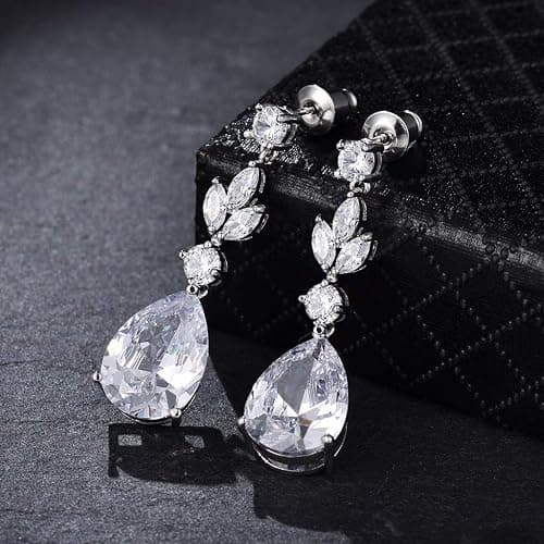 SNORSO Bijoux Parure Collier et Boucles d'oreilles Fleur Feuille Pendentif Goutte d'eau Parures de Mariage Soirée thumbnail 2