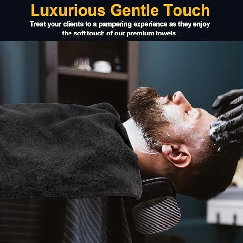 UNIMADE Salon Towels 48 Pack, Microfiber Barber Towel Bulk,(16x29 inches) Fast Drying Hair Towels Super Soft Black Hnad Towels for Gym, Salon, Bath, Spa Use and Home Hair Care(Not Bleach Proof) - 48 thumbnail 3