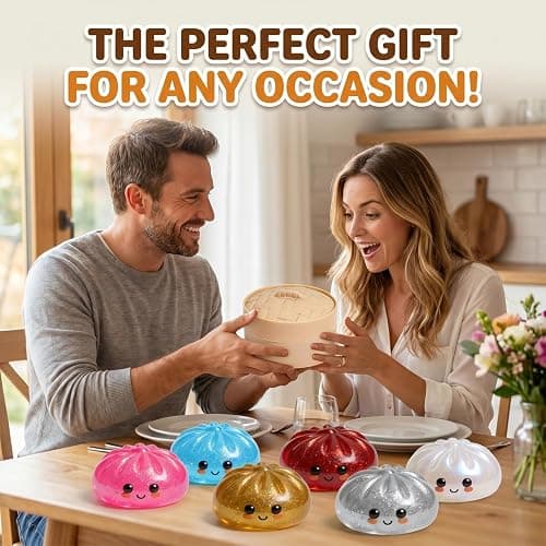 Glitter Dumpling Squishy Mystery Box, 2026 New Dumpling Squishies Fidget Toy Stress Relief Squeeze Ball for Kids Adults Classroom Prizes Goodie Bag Stuffers Party Favors (Gold) thumbnail 2