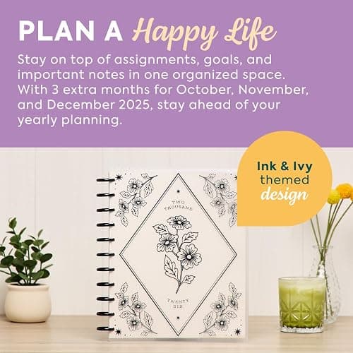 Happy Planner Disc-Bound Planner Jan.–Dec. 2026, Includes 3 Extra Months and 2 Sticker Sheets, Big Size, 8.5" x 11", Dashboard Layout, Ink & Ivy thumbnail 5