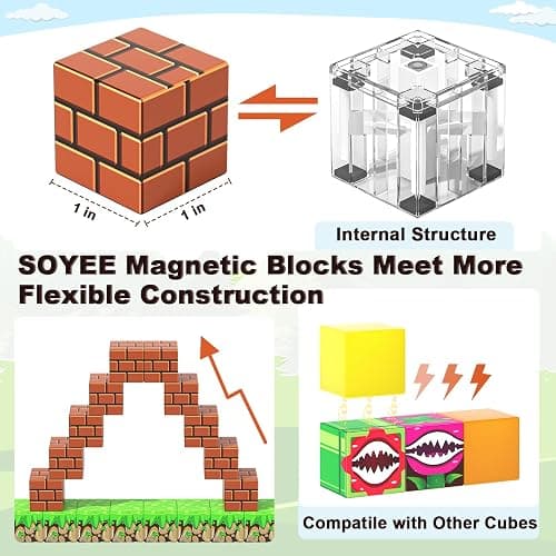 108PCS Magnetic Blocks Building Toys - 1'' Magnet Building Blocks Build Mine Magnet World Game Adventure Set Cubes Boys Girls Toys Ages 3-5 4-6 5-7 6-8 Kids Gifts for 3-12 Years Old School Supplies thumbnail 3