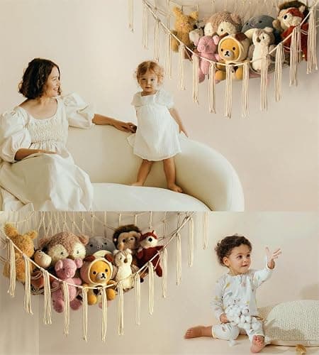 mirolam Stuffed Animal Storage Hammock Net - Toy Hammock Net for Stuffed Animals Corner - Hanging Stuff Animal Organizer Holder Large Size Baby Nursery Room Decor thumbnail 3