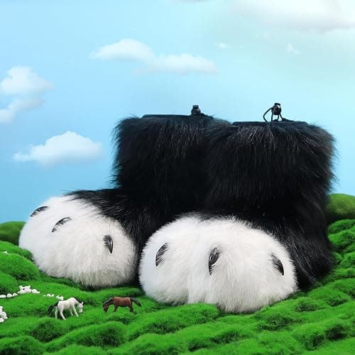 HAOAN Furry Animal Paw Slippers Fuzzy Boots Cat Fox Wolf Bear Claw Shoes Halloween Cosplay Costume Accessories thumbnail 4