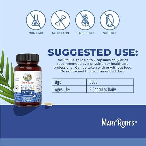 MaryRuth Organics Complete Gut Health+ Capsules | 5 Probiotic Blend | Butyrate | Corebiome® | Vegan Gut Support | Support Gastrointestinal Health & Microbiome | 2 Capsules Daily | 30 Servings thumbnail 2
