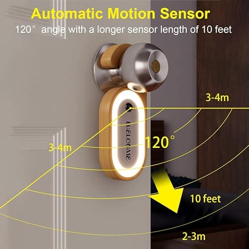 Leapair Wooden Message Memo Motion Sensor Door Key Night Light, Doorknob Board LED Door Lock Lamp, Rechargeable Doorhandle Warm Light Hook Design for Bedroom, Bathroom thumbnail 7