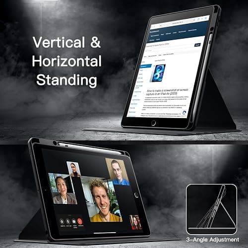 JETech Rotating Case for iPad 9/8/7 (10.2-Inch, 2021/2020/2019 Model, 9th/8th/7th Generation) with Pencil Holder, 360 Degree Rotation Protective Stand Cover Clear Back, Auto Wake/Sleep (Black) thumbnail 7