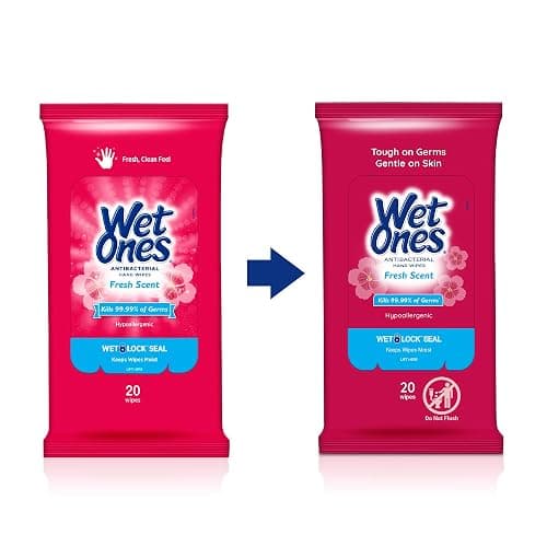 Wet Ones Antibacterial Hand Wipes, Fresh Scent, 20 Wipes (Pack of 10) | Travel pack hand sanitizer wipes, Made with aloe, Hypoallergenic, Paraben free, No sticky residue thumbnail 6