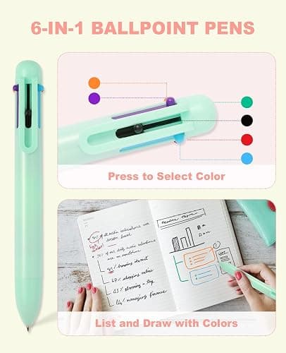 56 PCS Aesthetic School Supplies with Pencil Case, 5 Inspirational Ballpoint Pens, 12 Pastel Highlighters, 5 Black Ink Gel Pens, 6 Mechanical Pencils 0.5-0.7mm Preppy School Supplies Xmas Gift(Green) thumbnail 5