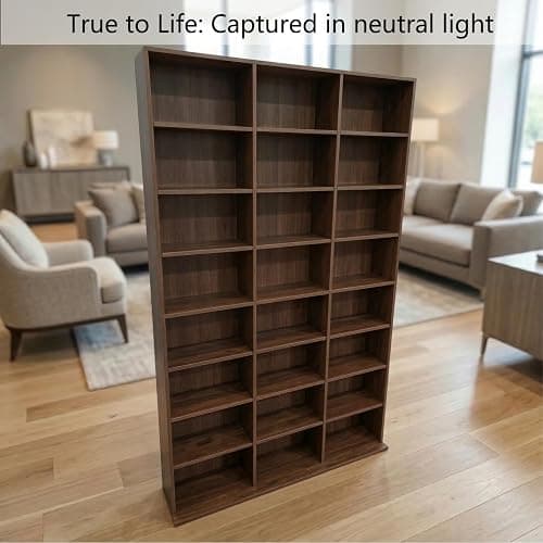 holzart 8-Tier Media Storage Cabinet, Tall Wooden CD DVD Rack Organizer, Freestanding Media Display Shelf Tower for Video Games, Movies, Books and Collectibles, 40" x 64", Rustic Brown Finish thumbnail 6