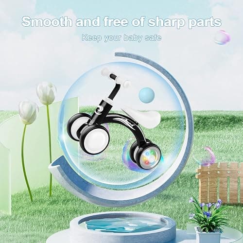 Colorful Lighting Baby Balance Bike Toys for 1 Year Old Boy Gifts, 10-36 Month Toddler Balance Bike, No Pedal 4 Silence Wheels&Soft Seat First Riding on Toys, One Year Old Boy Birthday Gifts. - Black thumbnail 5