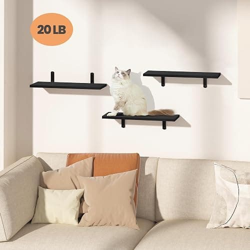 upsimples Floating Shelves for Wall Decor Storage, Wall Mounted Shelves Set of 3, Sturdy Small Wood Shelves with Metal Brackets Hanging for Bedroom, Living Room, Bathroom, Kitchen, Book, Black thumbnail 2