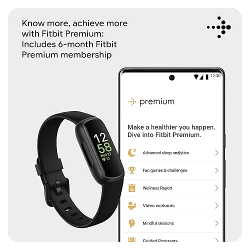 Google Fitbit Inspire 3 Health and Fitness Tracker with Stress Management, Workout Intensity, Sleep Tracking, 24/7 Heart Rate and More, Midnight Zen/black, One Size (S and L Bands Included) - Black/Midnight Zen thumbnail 8